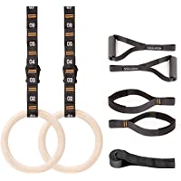 Vulken Anillos de madera de 28 mm-32 mm- para gimnasia- con número y correa de hebilla- para entrenamiento muscular…